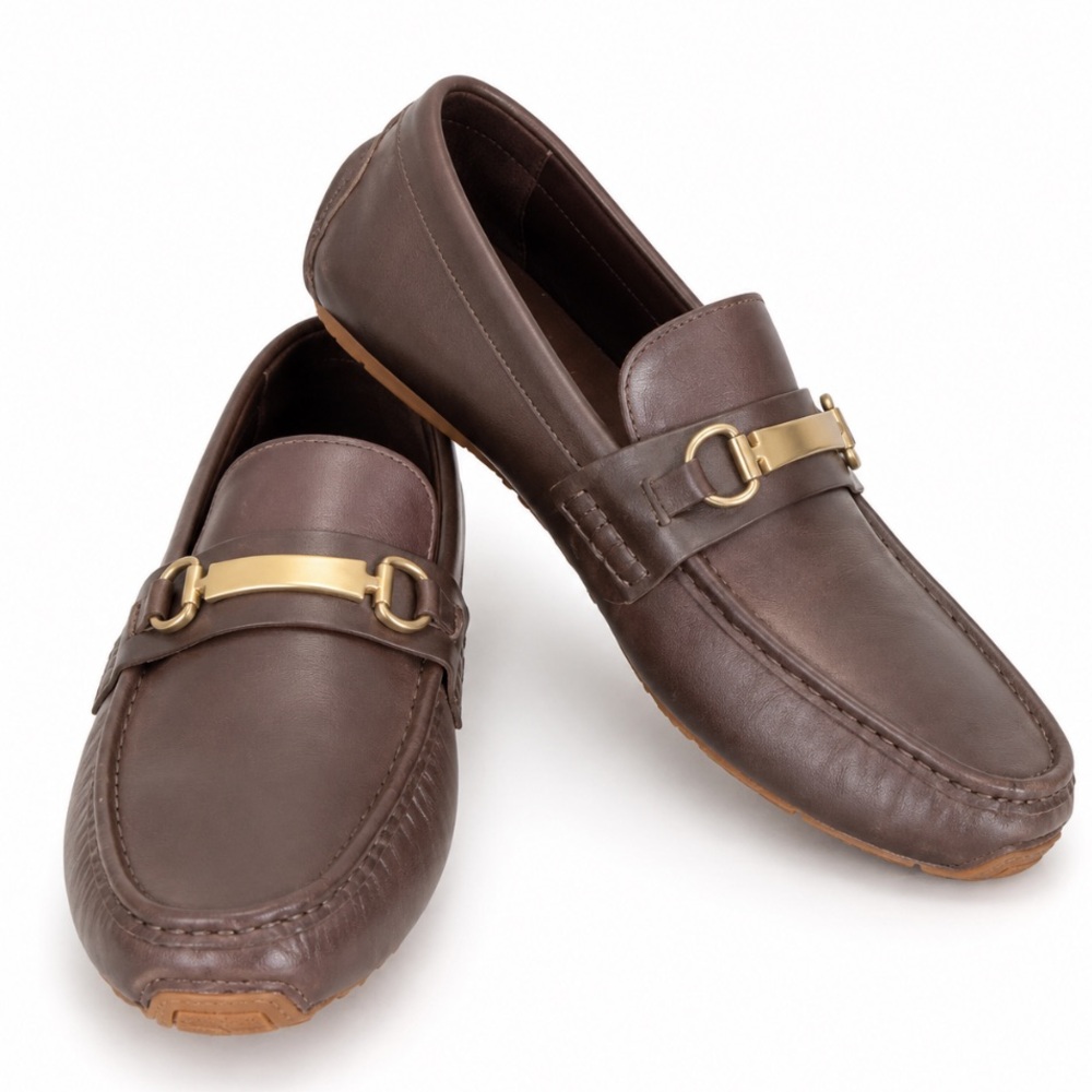 COLE HAAN Brown Leather Slip-On Driving Loafers Horsebit Ascot Accent Size: 9M